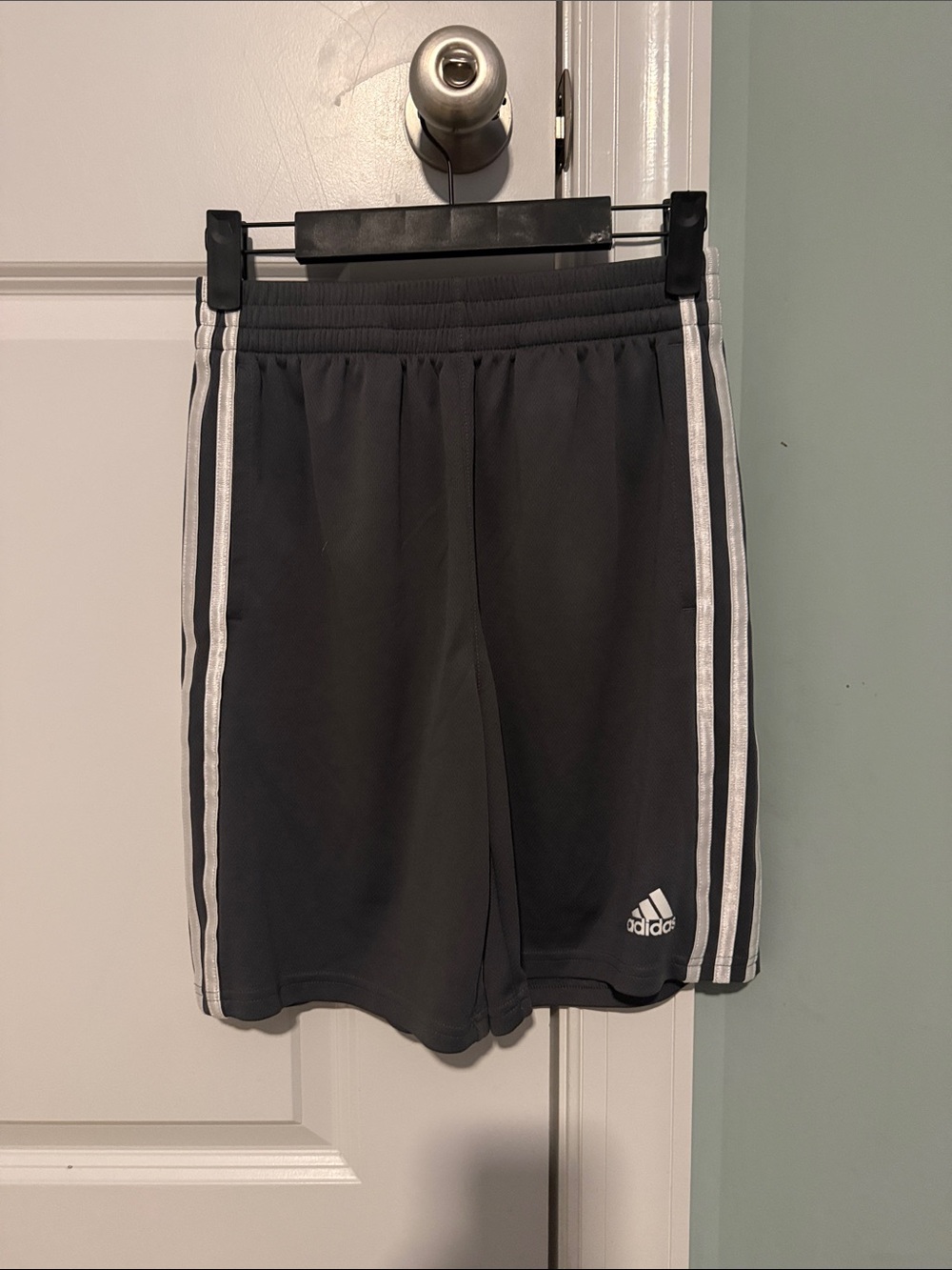 adidas Gray Sports Shorts with White Stripes